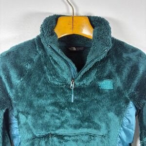 The North Face Osito Hybrid Quarter Zip Fleece Pullover Teal Green Womens XS